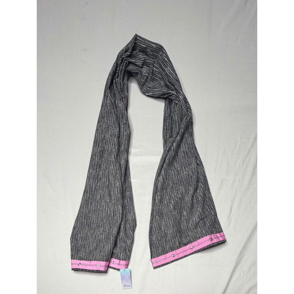 Ivivva Village Chill Scarf Grey Space Dye Pink Trim Snap Infinity NWT T8